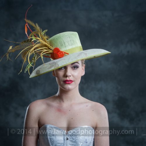 Lime and Orange Cumquat Hat, Designer Millinery from the Lake District - Tracy Wells
